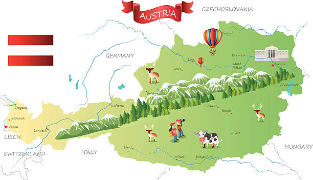 Austria map Austria villach stock illustrations