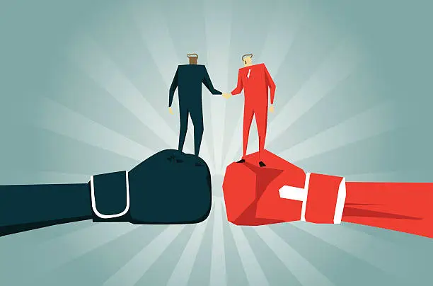 Vector illustration of Handshake, Cooperation,Friendship,  Development,Team, Finance  Unity, Merger, Partnership