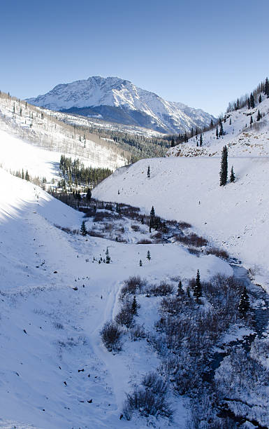istock Snow trail to the mountain, colorado 525939651