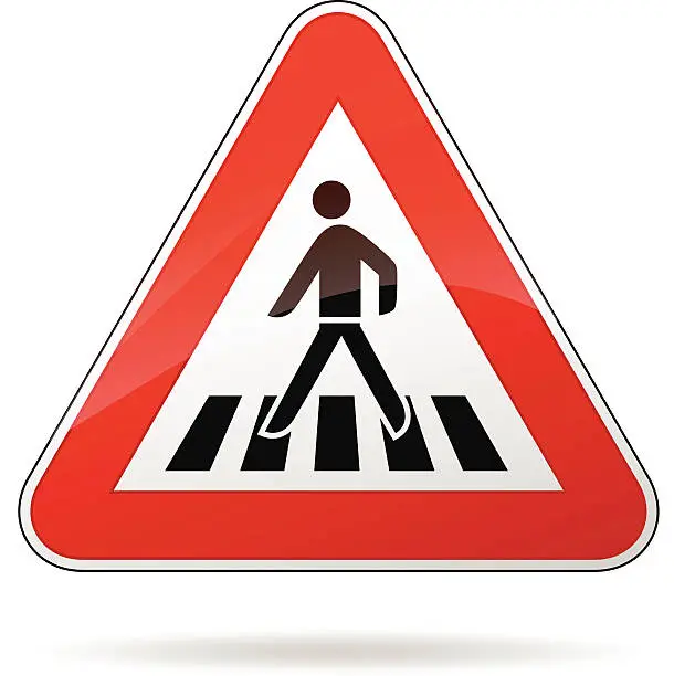 Vector illustration of pedestrian crossing warning sign
