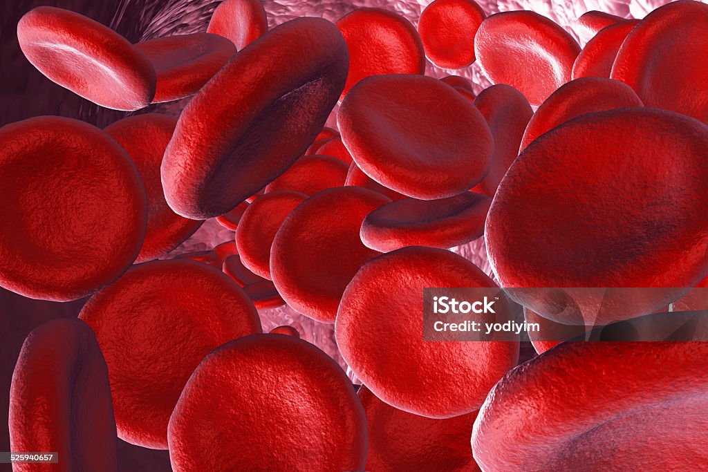 3d render red blood cells background. 3d render red blood cells - science and medical concept. Anatomy Stock Photo