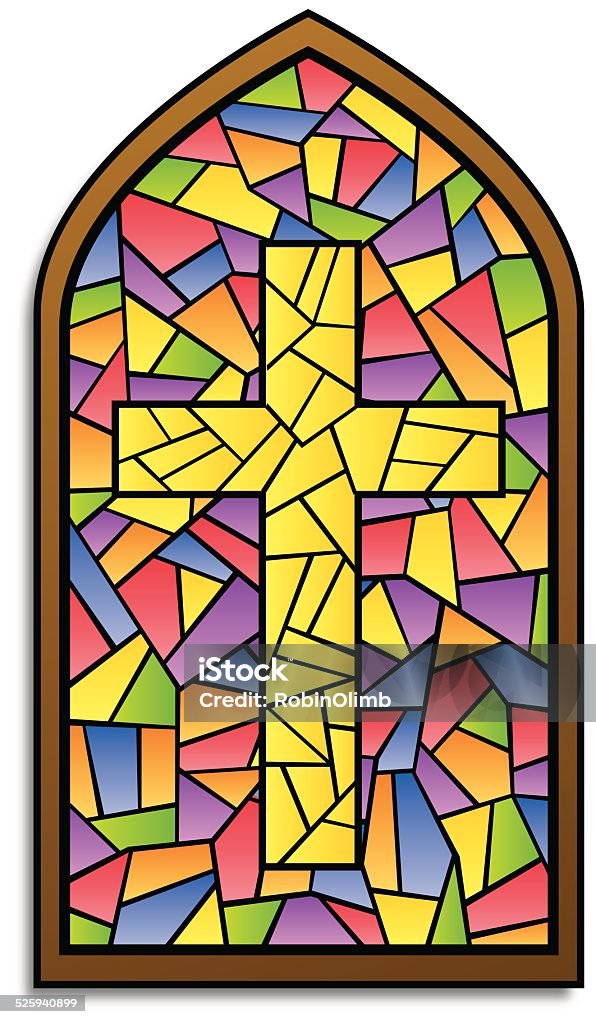 Stained Glass Window Cross Vector illustration of stained glass window with a cross in it. Stained Glass stock vector