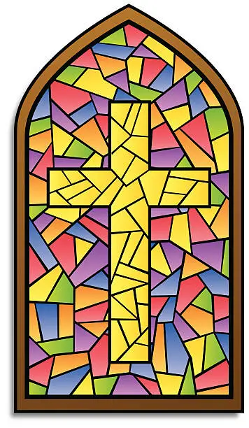 Vector illustration of Stained Glass Window Cross