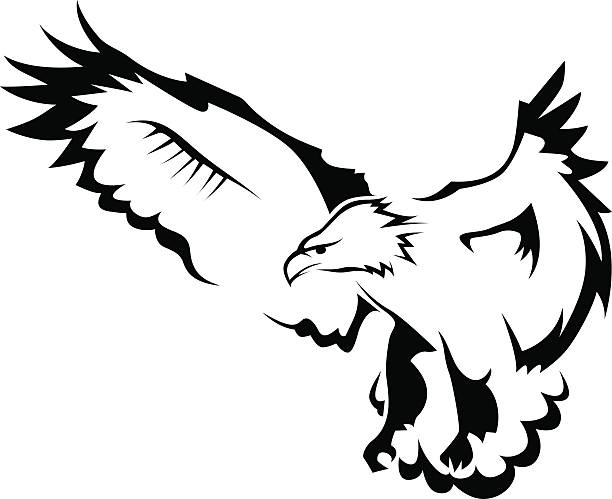 Eagle with open wings vector art illustration