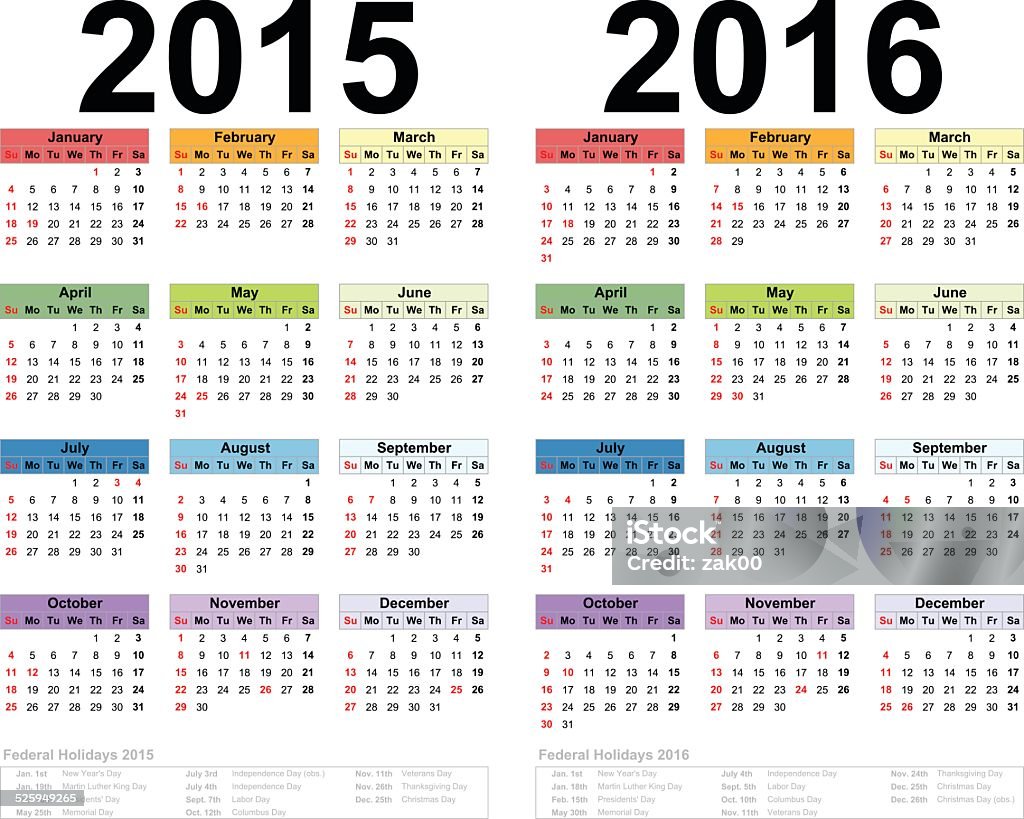 20152016 Calendar Stock Illustration - Download Image Now - 2015, 2016,  April - Istock