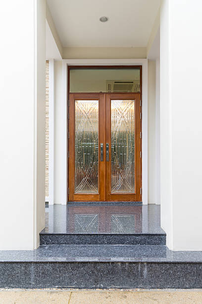 istock Front door of exclusive expensive house 525949713