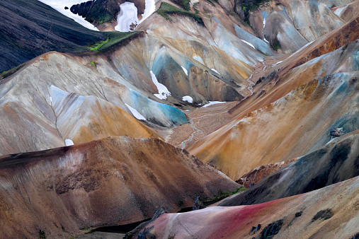 Incredibly colorful Landmannalaugar mountains of Iceland.