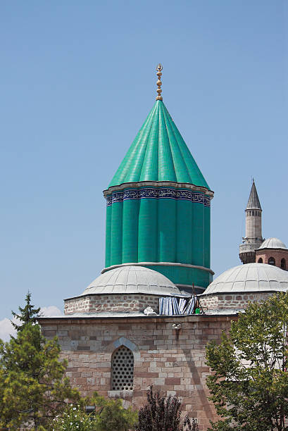 the most famous tower of Mevlana museum in Konya the most famous tower of Mevlana museum in Konya, Turkey mevlana stock pictures, royalty-free photos & images