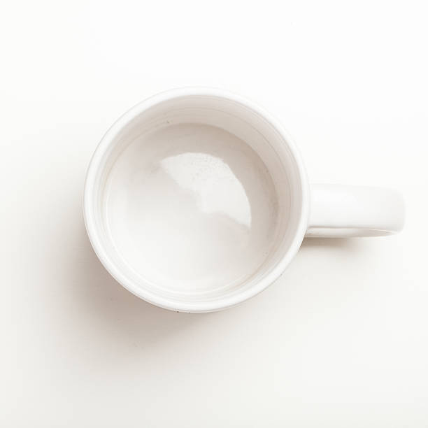 Empty white coffee, tea mug, cup, top view stock photo
