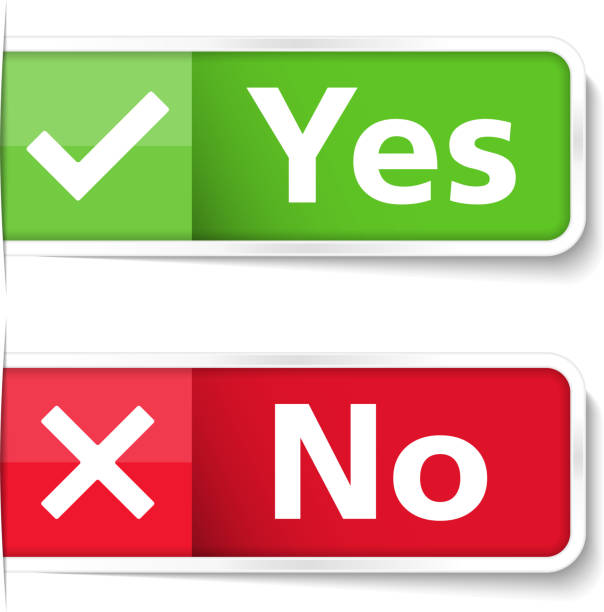 Yes and No Tabs with yes and no words, vector eps10 illustration yes no icon stock illustrations