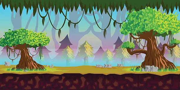 Vector illustration of Forest Game Background