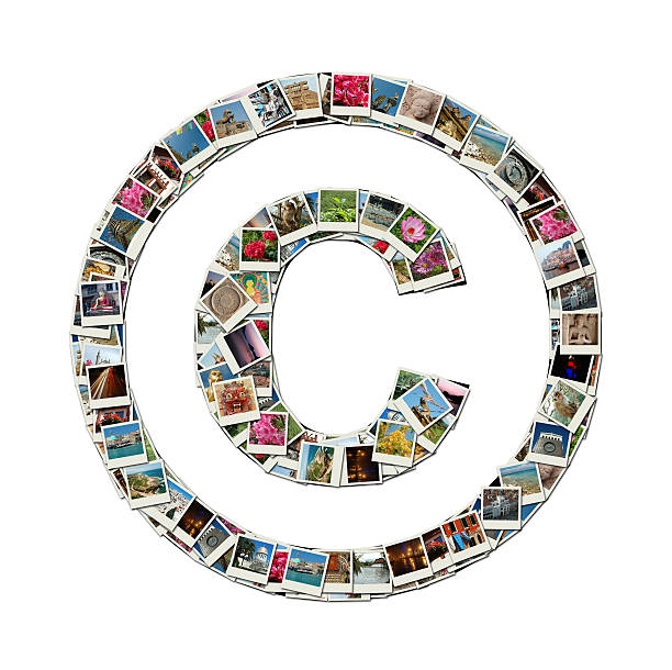 Copyright sign, conceptual illustration made like collage of travel photos Copyright sign - conceptual illustration made like collage of travel photos intellectual property photos stock pictures, royalty-free photos & images