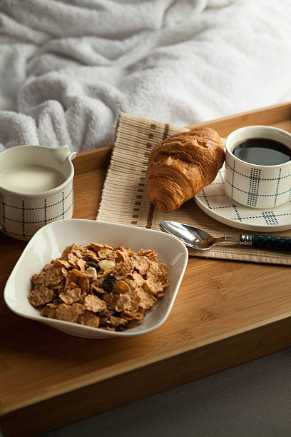 istock Healthy breakfast in bed with coffee 525956154
