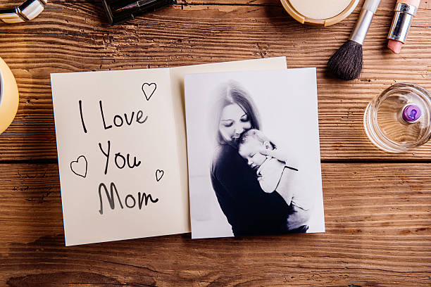 Mothers day composition. Black-and-white picture, greeting card