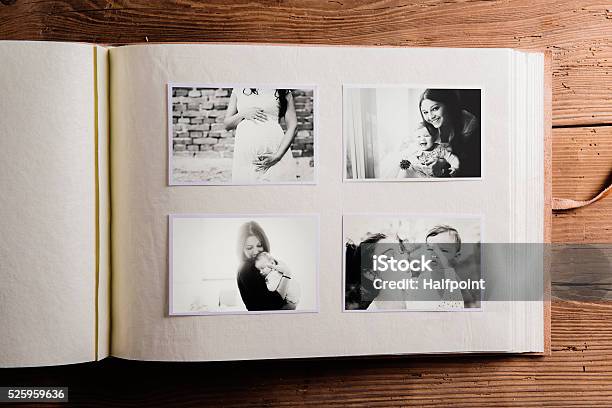 Mothers Day Composition Photo Album Blackandwhite Pictures Stock Photo - Download Image Now