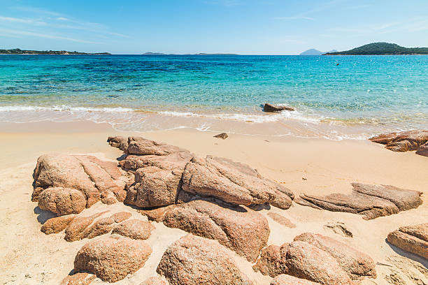 rocks in liscia ruja beach in Sardinia, Italy