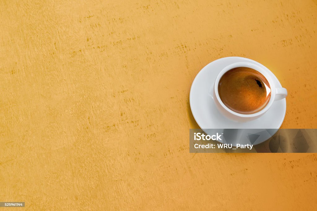 Coffee on yellow background Coffee on yellow wood background Brown Stock Photo