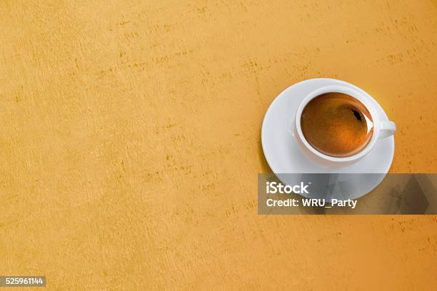 Coffee On Yellow Background Stock Photo - Download Image Now - Brown, Cafe, Caffeine
