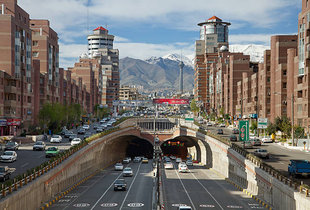 Cars Passing Through Tohid Tunnel of Tehran stock photo
