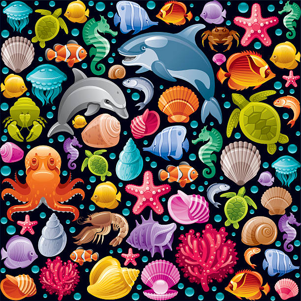 sea life colorful icons - 蝴蝶魚 幅插畫檔、美工圖案、卡通及圖標