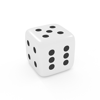 White dice isolated on white background. 3D render.