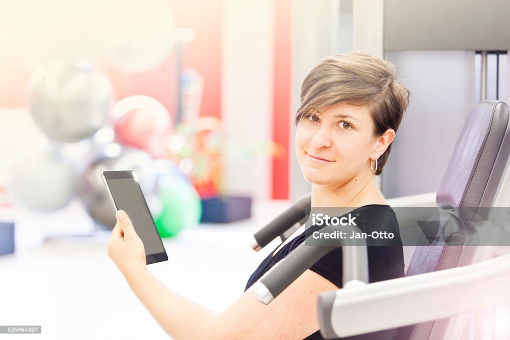 Sie Ihren trainingsplan sein, die auf einem tablet PC - Lizenzfrei Dick Stock-Foto