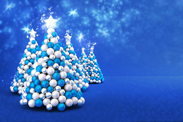 istock Christmas tree, snow and star ornament, blue background 525965611