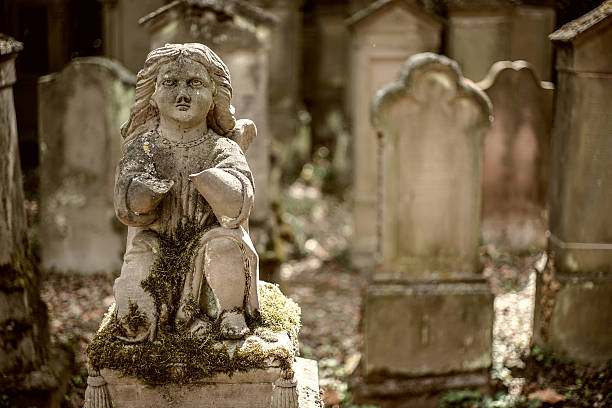 istock Jewisch cemetary tombstone background wallpaper 525967168