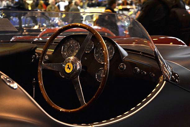 Paris, France, February 6th, 2014: The presentation of Ferrari 166 MM Barquette on the Retromobile Motor Show in Paris. This roadster is one of the most expensive classic car with 50s. Presented model was built in 1953.