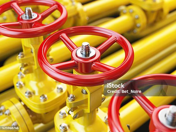 Gelbe Öl Und Gasrohrleitung Ventile Prüfen 3 D Stockfoto und mehr Bilder von Erdgas - Erdgas, Rohr, Pipeline