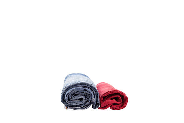 istock blue jean and red t-shirt isolated on white background. 525968928