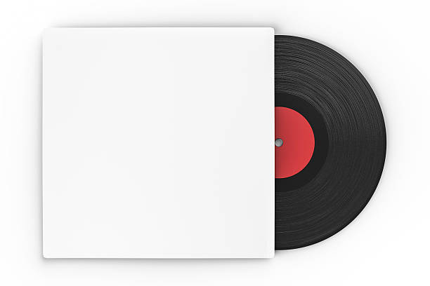 vinyl-schallplatte im papierkoffer - schallplatte hülle stock-fotos und bilder