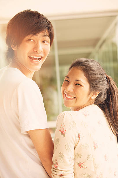 Happy Japanese Couple stock photo