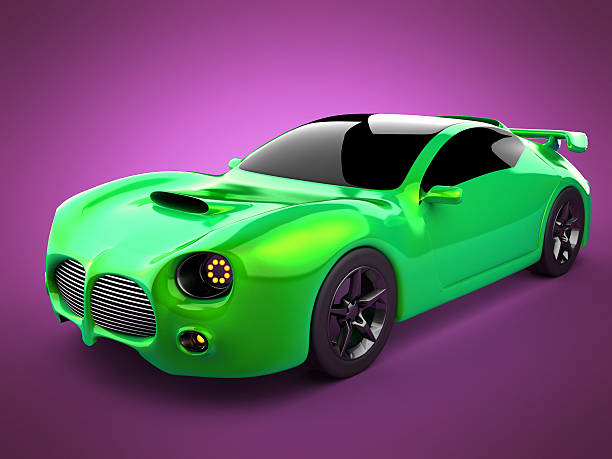 istock green luxury brandless sport car on pink background 525970397