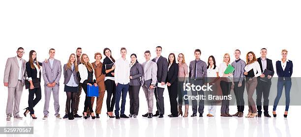 Smiling Group Of Business People In A Line Stock Photo - Download Image Now - Adult, Adults Only, Business