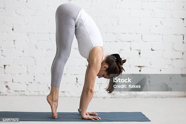 Yoga Indoors Preparation For Handstand Pose Stock Photo - Download Image Now - Activity, Adult, Balance