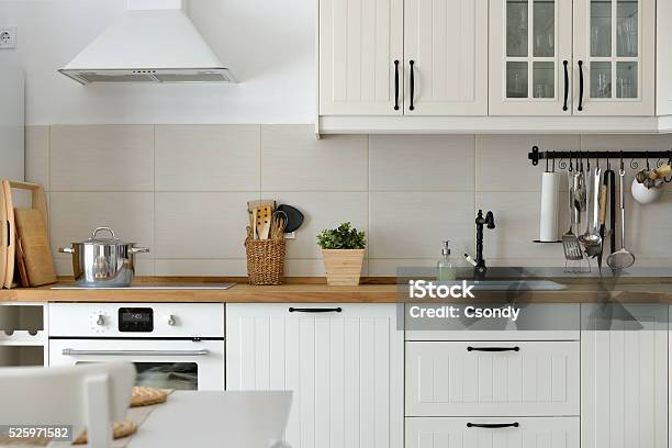 White European Style Kitchen Stock Photo - Download Image Now - Kitchen, Scandinavian Culture, Neat