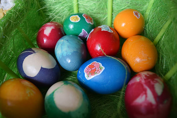 Traditional Romanian easter eggs stock photo