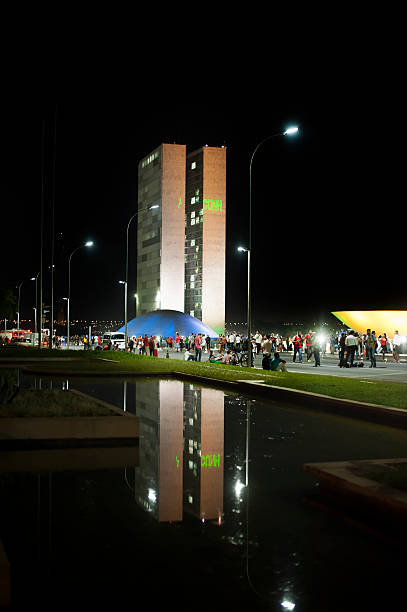 Brasília, Brazil - March 31, 2016: Protesters during act against the articulation of a coup d'état in the country