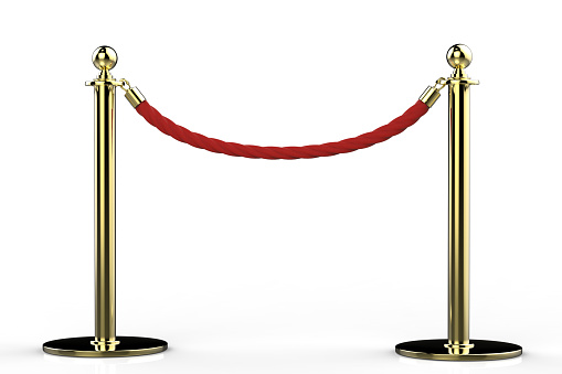 red rope barrier on white background