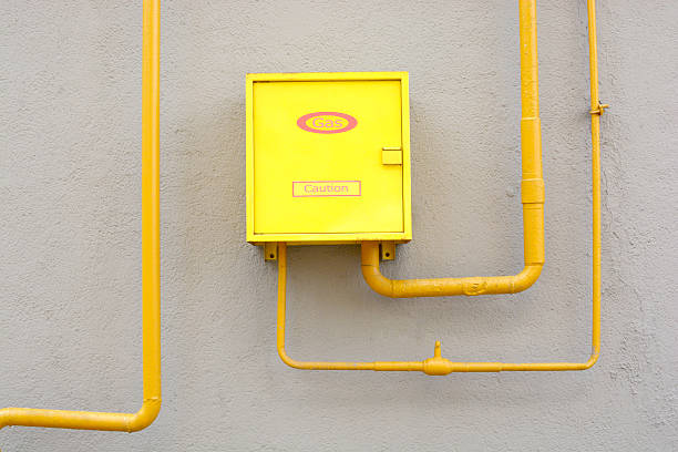 istock box and the gas pipe on the wall 525975738