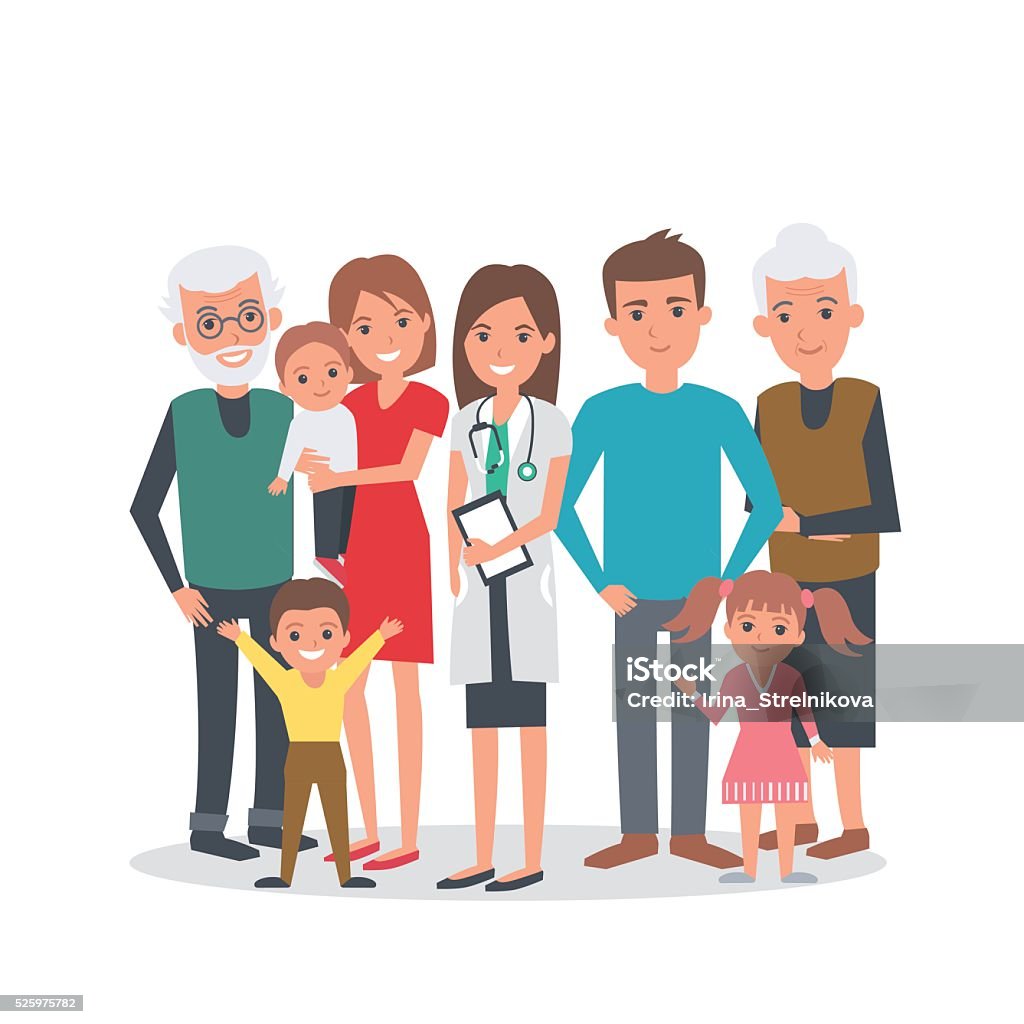 Family Medicine Stock Illustration - Download Image Now - Family, Doctor,  Patient - iStock