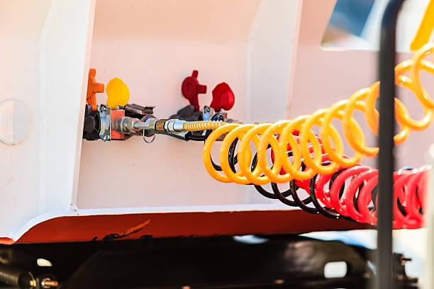 istock Air connections hoses of machinery 525976998