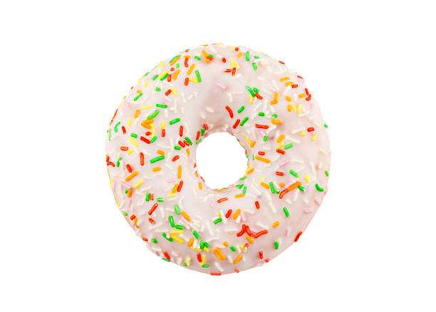 istock Donut with colorful sprinkles isolated on white background 525977328
