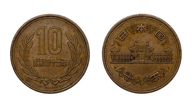 istock Ten japanese yen coin front and back faces 525980810
