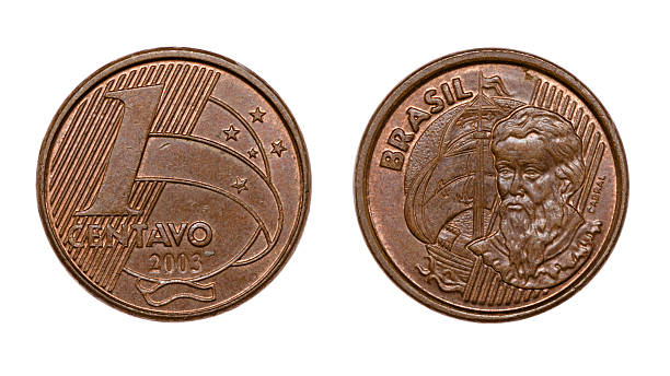 istock One cent brazilian real coin front and back faces 525981010
