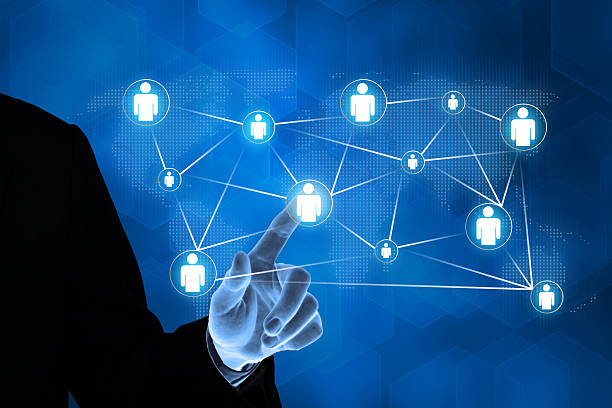 istock business hand pushing people icon global connection button 525985281