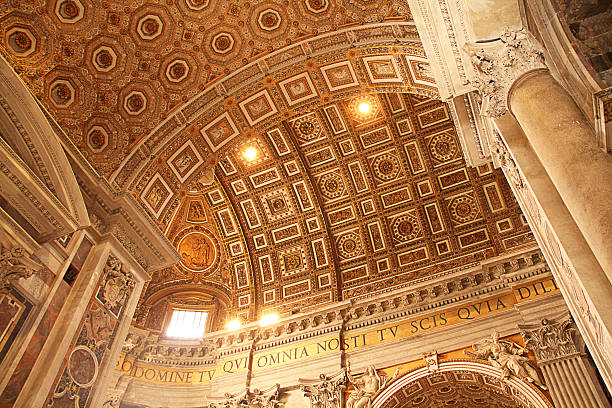 interno della basilica di san pietro a roma - brussels basilica foto e immagini stock