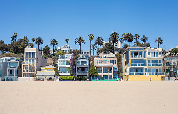 Santa Monica Beach Houses Santa Monica Beach Houses and boardwalk. santa monica stock pictures, royalty-free photos & images