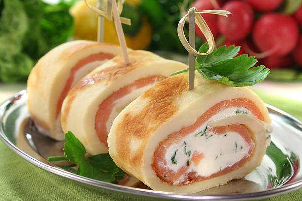 istock Pancakes with salmon and cream cheese 525991741
